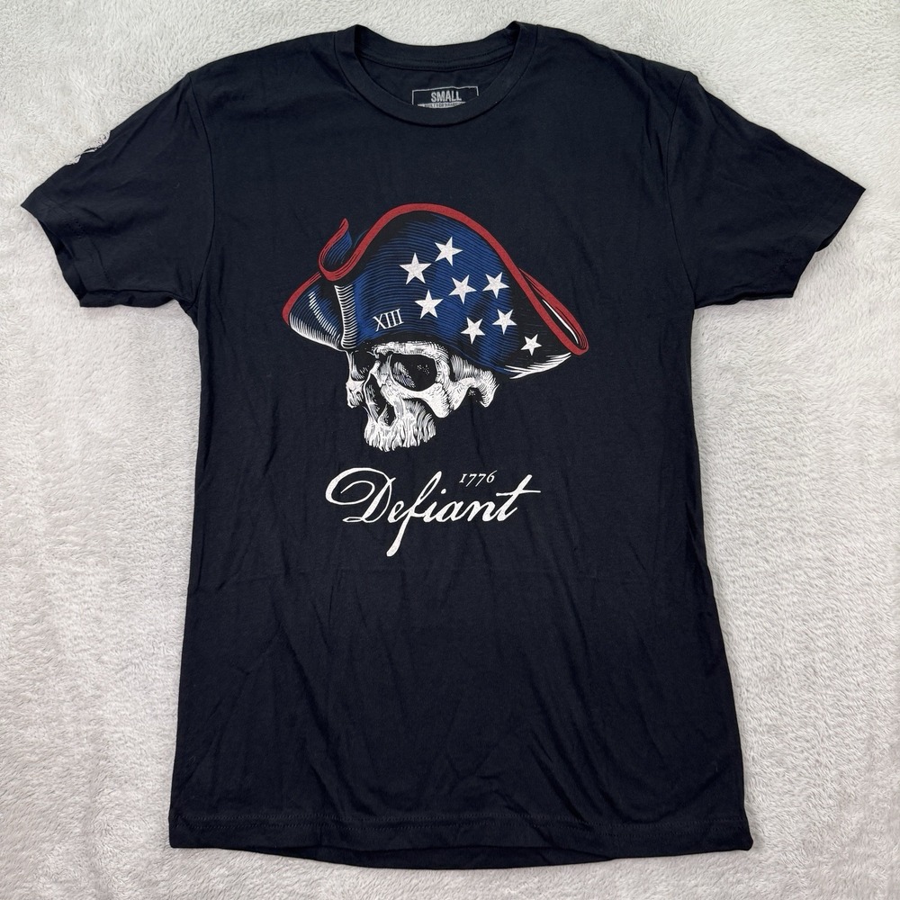 NEW Zero Foxtrot T-Shirt Mens Small Black Skull Graphic Tee Pioneer Defiant 1776